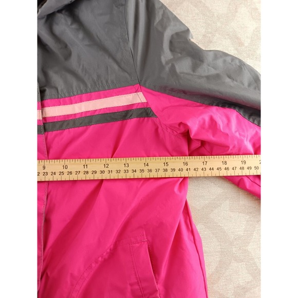 Skechers Fleece Lined Winter Jacket Girls Large 14-16 Pink Full Zip Hooded - Picture 3 of 10